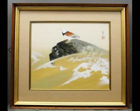 千鸟（作者：高田美一，师川合玉堂），日本画岩彩画原作，真迹保证