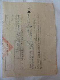 孟自治手迹（陕西宝鸡岐山县）1951年民盟西安转移表