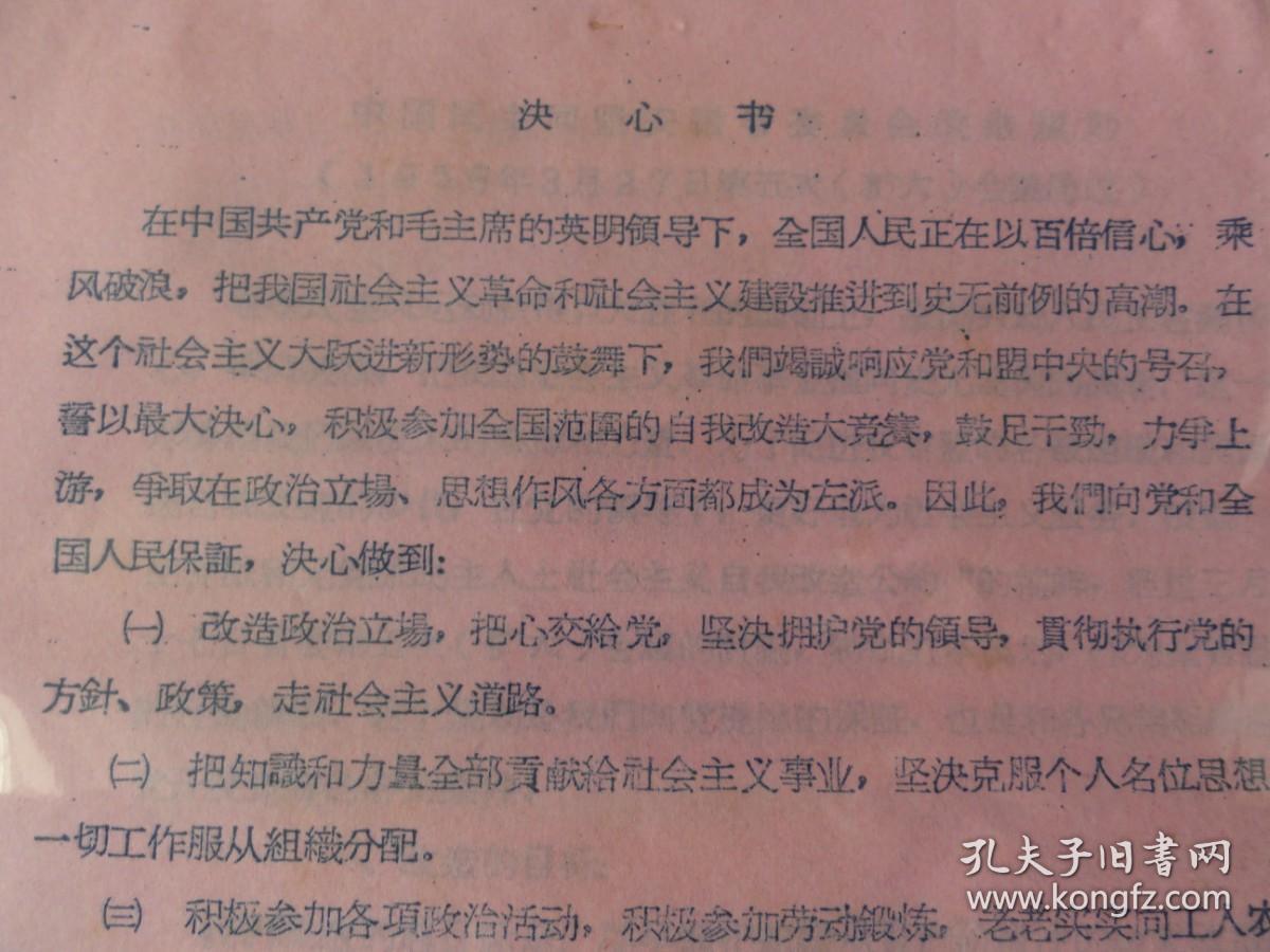 1958年决心书（中国民主同盟安徽省委员会第五次会议全体同志）