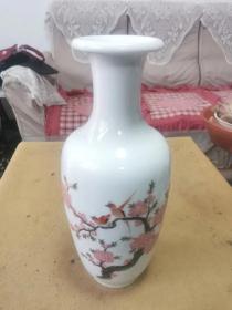 景德镇水点桃花传承人余青作品，喜鹊登梅大花瓶