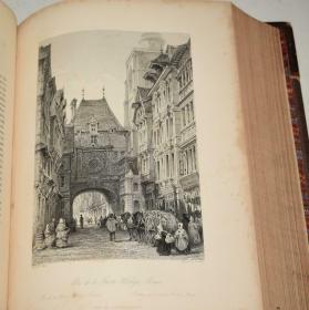 【补图】1836年Thomas Allom - France illustrated, Exhibiting its Landscape Scenery 《法兰西风景图辑》珍贵1版1印 3/4小牛皮精装4册全 天量精美蚀刻版画