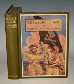 1911年 ROBERT LOUIS STEVENSON - TREASURE ISLAND 史蒂文森经典名著《金银岛》 精美彩图绘本