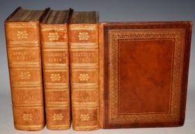 1812年 Holy Bible《神圣经典》古铜版画插图本 全小牛皮3巨册全 120张珍贵古铜版画  品上佳