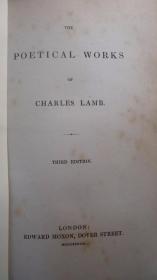 1838年The Poetical Works of Charles Lamb《 兰姆诗歌全集》3/4小牛皮豪华古董书 珍贵早期版本 增补精美插图