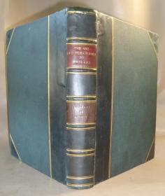 1884 年John Ruskin: The Art & Pleasure of England. – 约翰•拉斯金经典美学散文《英国艺术论》《英国幸福论》初版本2册合订 小牛皮烫金豪华装桢 开本超大