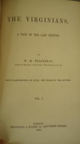 【特价】1858年  THACKERAY- The Virginians 萨克雷最后的杰作《弗吉尼亚人》极珍贵初版本2册全  原布面精装品上佳