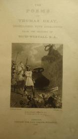 1821年 Poems of Thomas Gray 《托马斯•格雷诗歌集》蚀刻版画插图版 全小牛皮豪华装祯