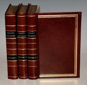 1812年 RELIQUES OF ANCIENT ENGLISH POETRY 英诗经典《英诗古歌录》全野牛皮烫金古董书3册全 品相绝佳
