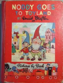 1949年 Noddy Goes to Toyland 著名童话人物诺迪系列1《小诺迪勇闯玩具岛》极珍贵初版本 珂罗版套色插图