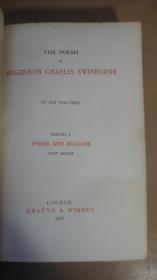 1911年 The Poems Of Algernon Charles Swinburne  6册本《斯温伯恩诗全集》 ¾ 小牛皮古董善本 品上佳