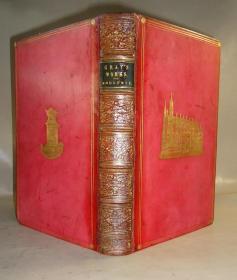 1854年 Poetical Works of Thomas Gray 珍贵伊顿公学早期版《托马斯•格雷诗歌集》全蚀刻版画插图版 全小牛皮豪华装祯 重磅手工纸印制