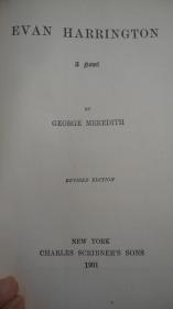 1901年George Meredith -Evan Harrington 乔治·梅瑞狄斯  经典自传小说《伊凡·哈灵顿》烫金精装大开本 原品蚀刻版画 品相上佳