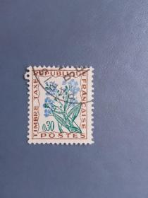 外国邮票  法国邮票  花卉 （信销票)