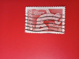 外国邮票   加拿大邮票 1967年  泛美运动会 短跑
 （信销票）