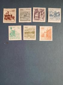 外国邮票    南斯拉夫邮票  城市建筑 风光 7枚（无邮戳新票）