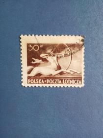外国邮票    波兰邮票  1948年 人马骑射 航空邮票（信销票 ）