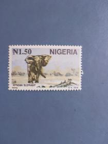 外国邮票  尼日利亚邮票  1992年 大象
 (无邮戳新票）