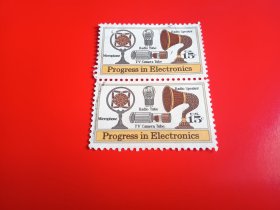 外国邮票    美国邮票 1973年 电子 2连（信销票)