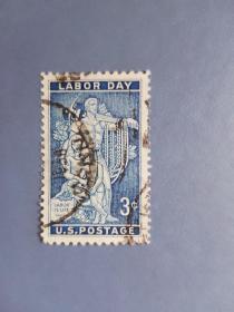外国邮票 美国邮票 1956年 劳动节  人物雕塑 1全
（信销票)