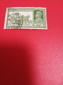 外国邮票   印度邮票 1937年 乔治六世与马车（信销票)