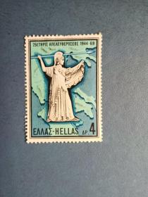 外国邮票   希腊邮票  1969 年 雕塑 （信销邮票）