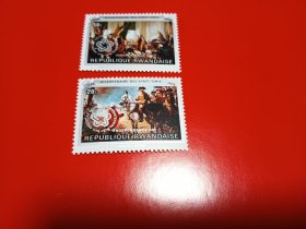 外国邮票 卢旺达邮票 976年  美国独立二百年 2枚
 （无邮戳新票）