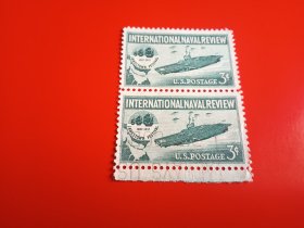 外国邮票   美国邮票 1957年 海军 航母  2连（信销票)