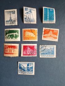 外国邮票   罗马尼亚邮票 10枚不同
（信销票)