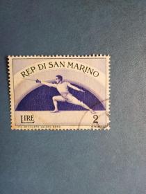 外国邮票 圣马力诺邮票  1960年 击剑（ 信销票 ）