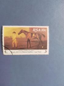 外国邮票    南非邮票  绘画 牵马的人
（信销票)