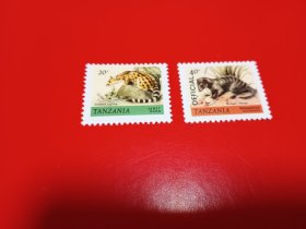 外国邮票  坦桑尼亚邮票  1980 非洲野生动物 2枚
（无邮戳新票)