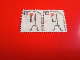 外国邮票   美国邮票 1981年 烛台  2连（信销票)