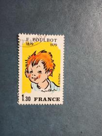 外国邮票    法国邮票 1979年 布尔波漫画人物 小顽童
（信销票)