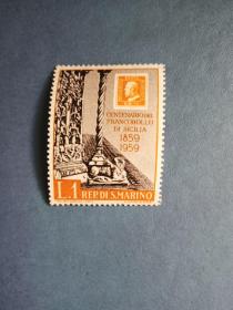 外国邮票 圣马力诺邮票   1959年  西西里岛风光建筑（无邮戳新票)