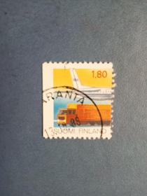 外国邮票   芬兰邮票   飞机 汽车（信销票)