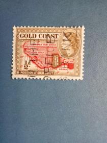 外国邮票  英属黄金海岸邮票   1957年  地图
 （无邮戳新票）