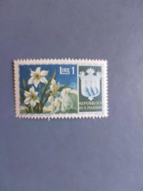 外国邮票  圣马力诺邮票  1965年  花卉.城徽（无邮戳新票)
