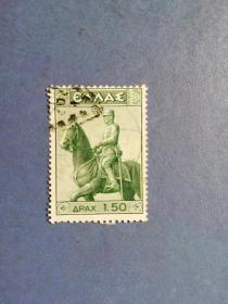 外国邮票   希腊邮票 1938年 康斯坦丁国王骑马雕像 （信销邮票）