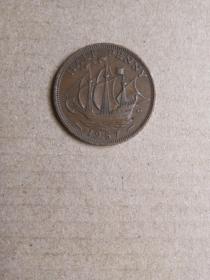 英国半便士 帆船 25mm 1957年（外国硬币）