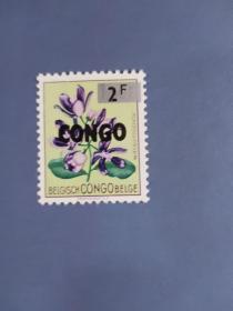 外国邮票   刚果邮票  1960年  花卉  加盖
