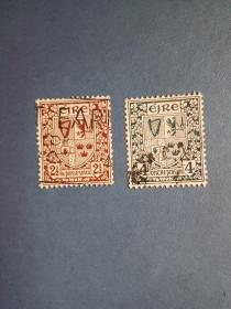 爱尔兰邮票 1922年  盾形徽章 2枚 (信销票)