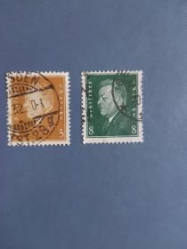 外国邮票   德国邮票 1928年 首任总统艾伯特 2枚 （信销票)