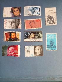 外国邮票   德国邮票 名人 10枚 （信销票）