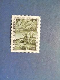 外国邮票  奥地利邮票 1976年 名画.农民战争 1全
 （无邮戳新票)