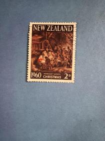 外国邮票    新西兰邮票  1960年 圣诞节伦勃朗名画  (信销票)