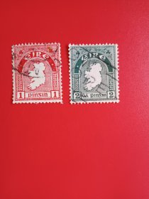 爱尔兰邮票 1922年  地图  2枚不同(信销票)