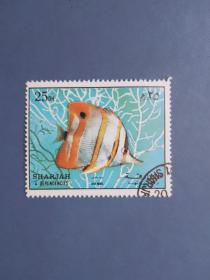 外国邮票  沙迦邮票  热带鱼（盖销票)