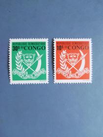 外国邮票  刚果邮票 1969年  徽章 2枚 （无邮戳新票)