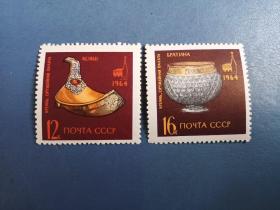 外国邮票   苏联邮票 1964年 民族工艺品 2枚（无邮戳新票）