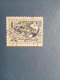 外国邮票  捷克斯洛伐克邮票  冰球
（信销票)